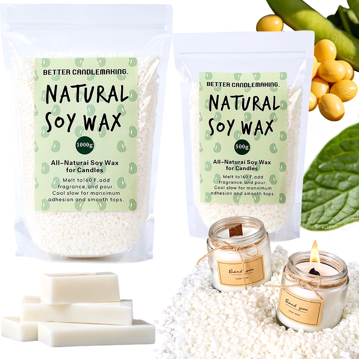 Soy Wax Flake - 500g/1Kg Natural Soy Wax Particles Aromatherapy
