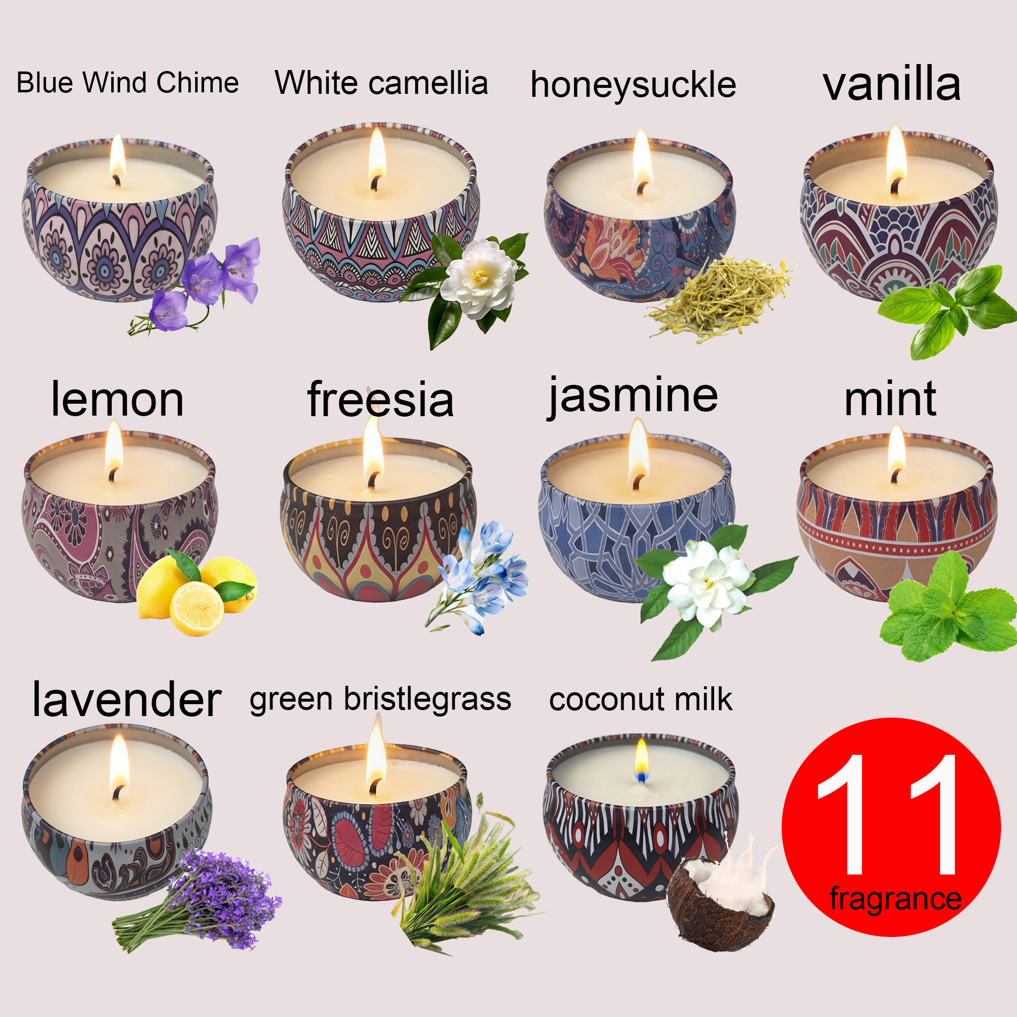 Home Fragrance Flowers - 1 Pack of Ham-Scented Aromatherapy Candles,