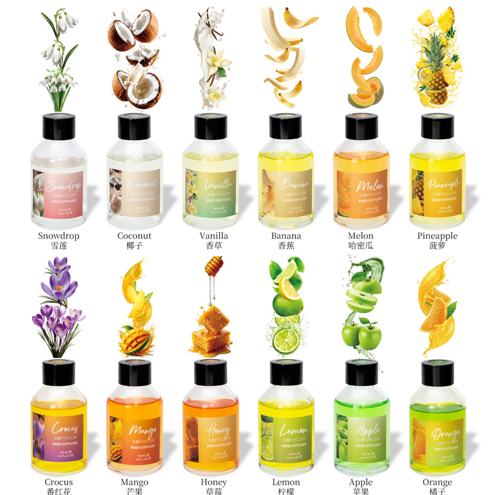 Home Fragrance Set - 100ml Floral Fruity Reed Diffuser Set
