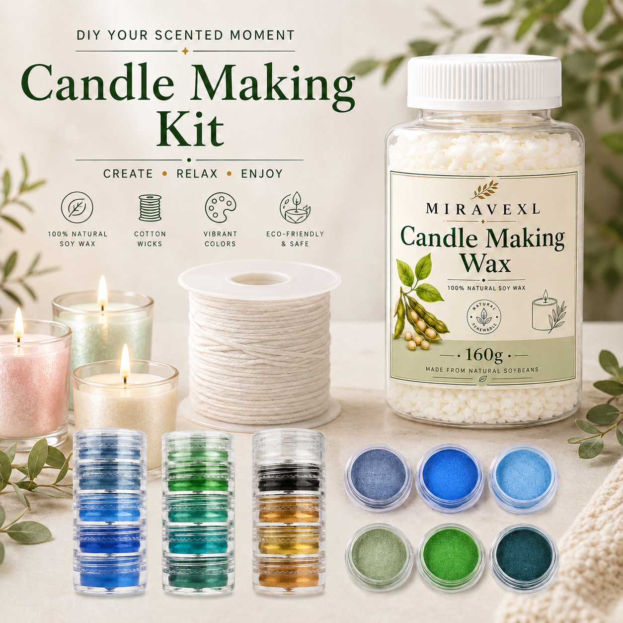 MIRAVEXL Soy Candle Wax 160g o - Soy Wax Flake 评论和价格