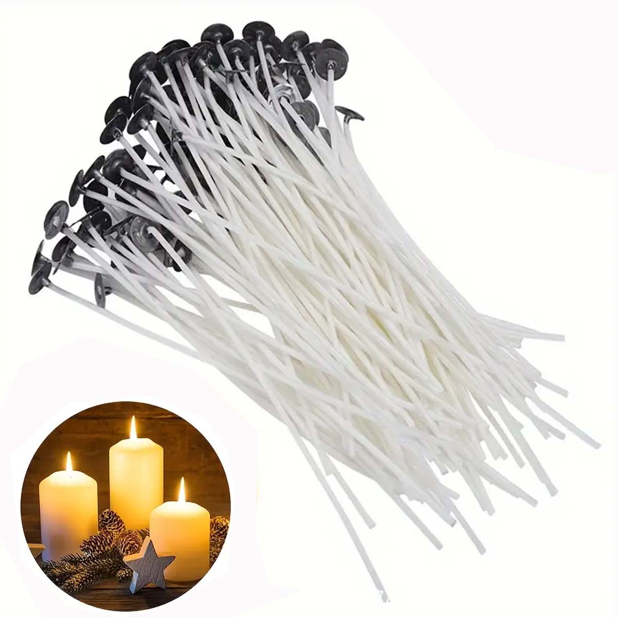 50Pcs/set Smokeless Candle Wic - Soy Wax Flake 评论和价格