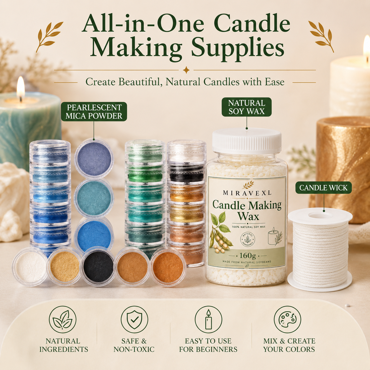 MIRAVEXL Natural Soy Wax 160g  - Soy Wax Flake 评论和价格