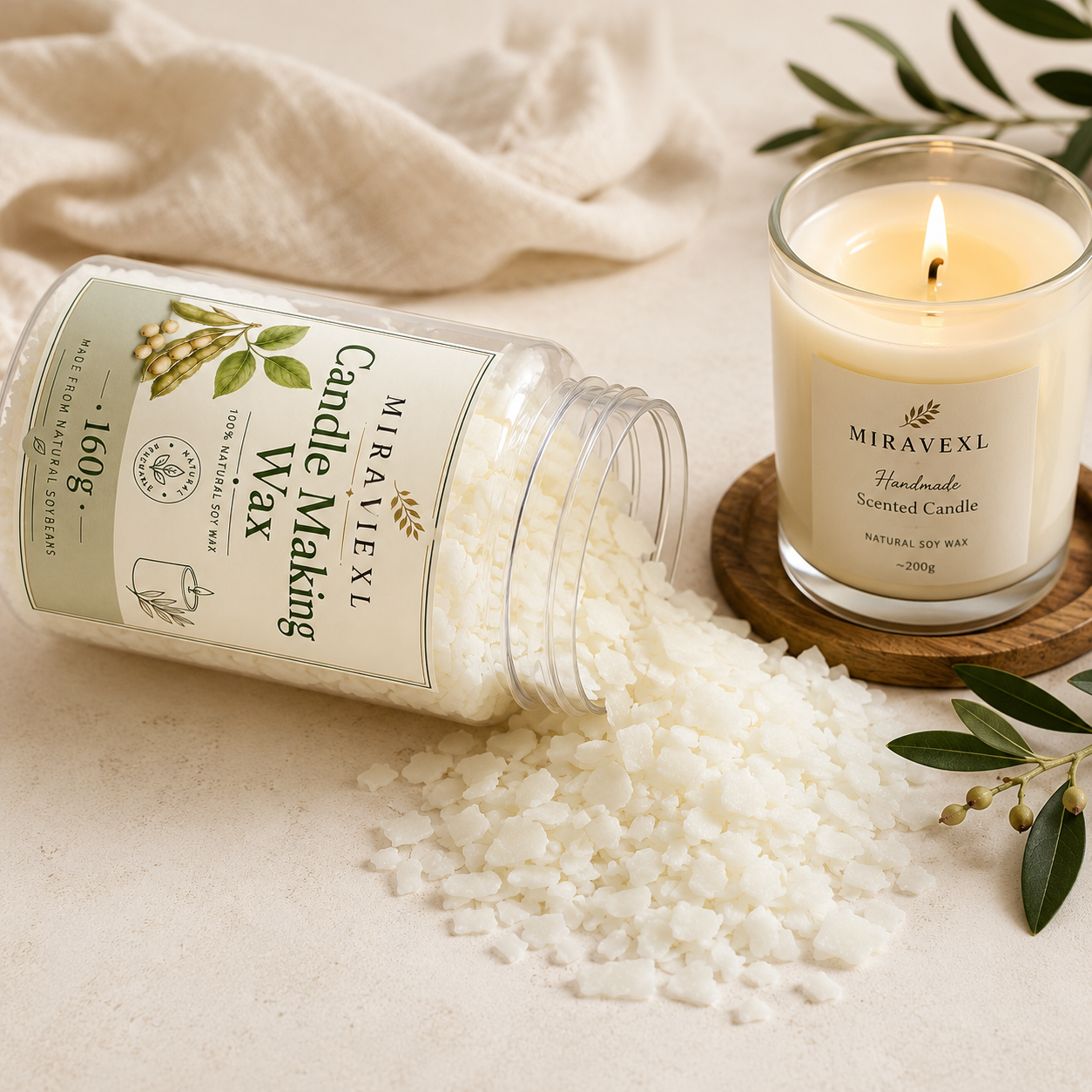 MIRAVEXL Natural Soy Wax 160g  - Soy Wax Flake 评论和价格