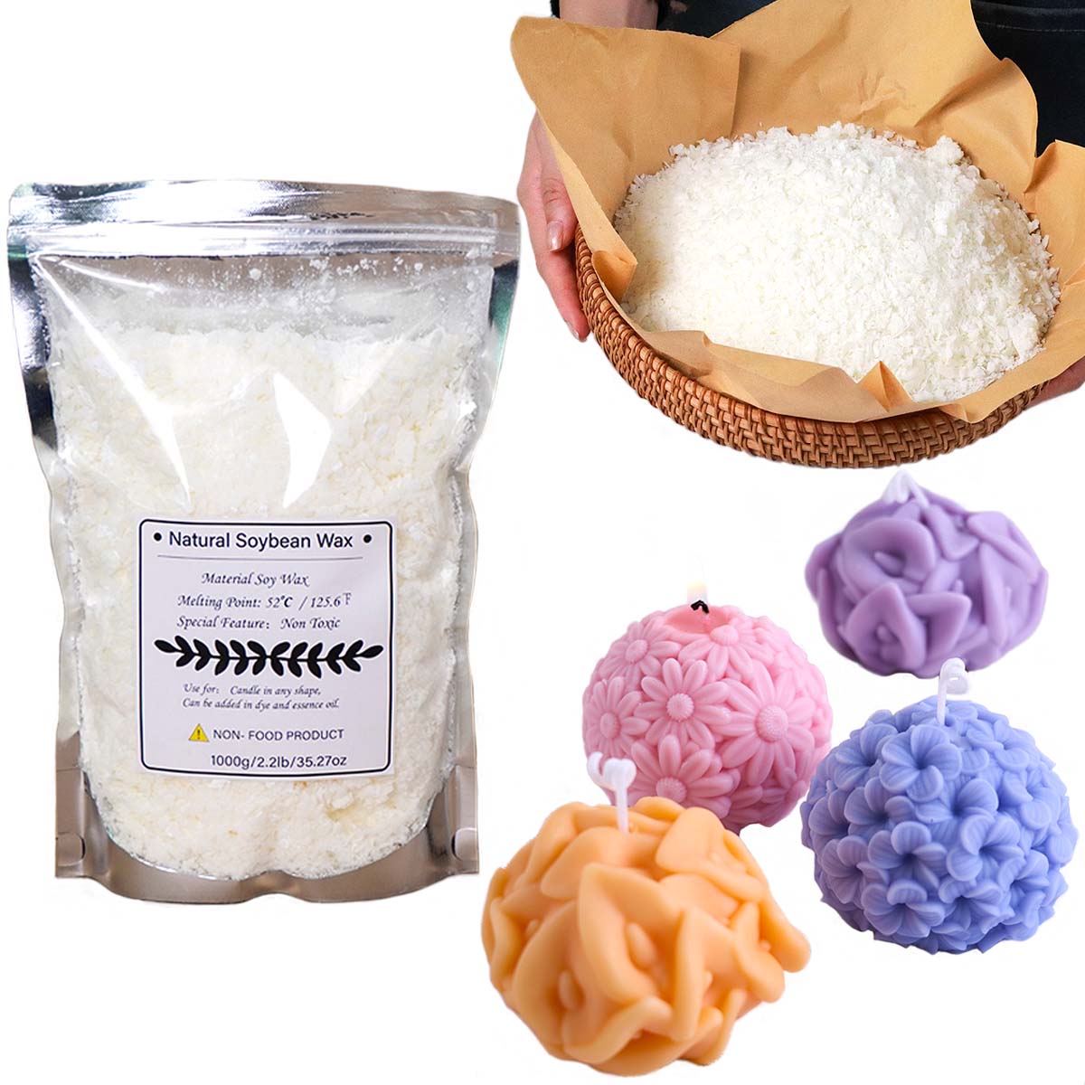 100/250/500/1000g Natural Soy  - Soy Wax Flake 评论和价格